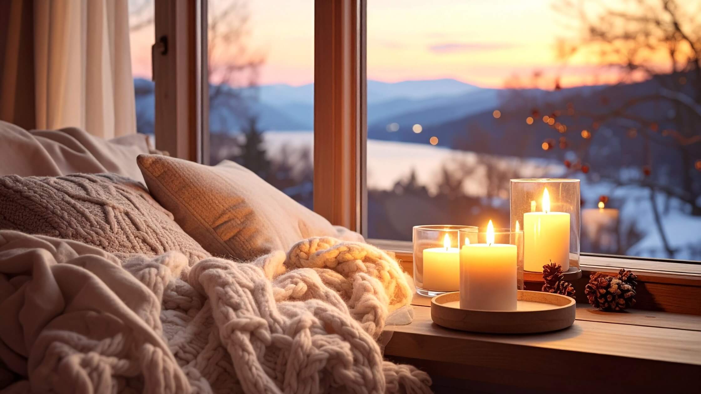 Kerze vor Fenster, friedlich, neue Perspektive, Ausblick