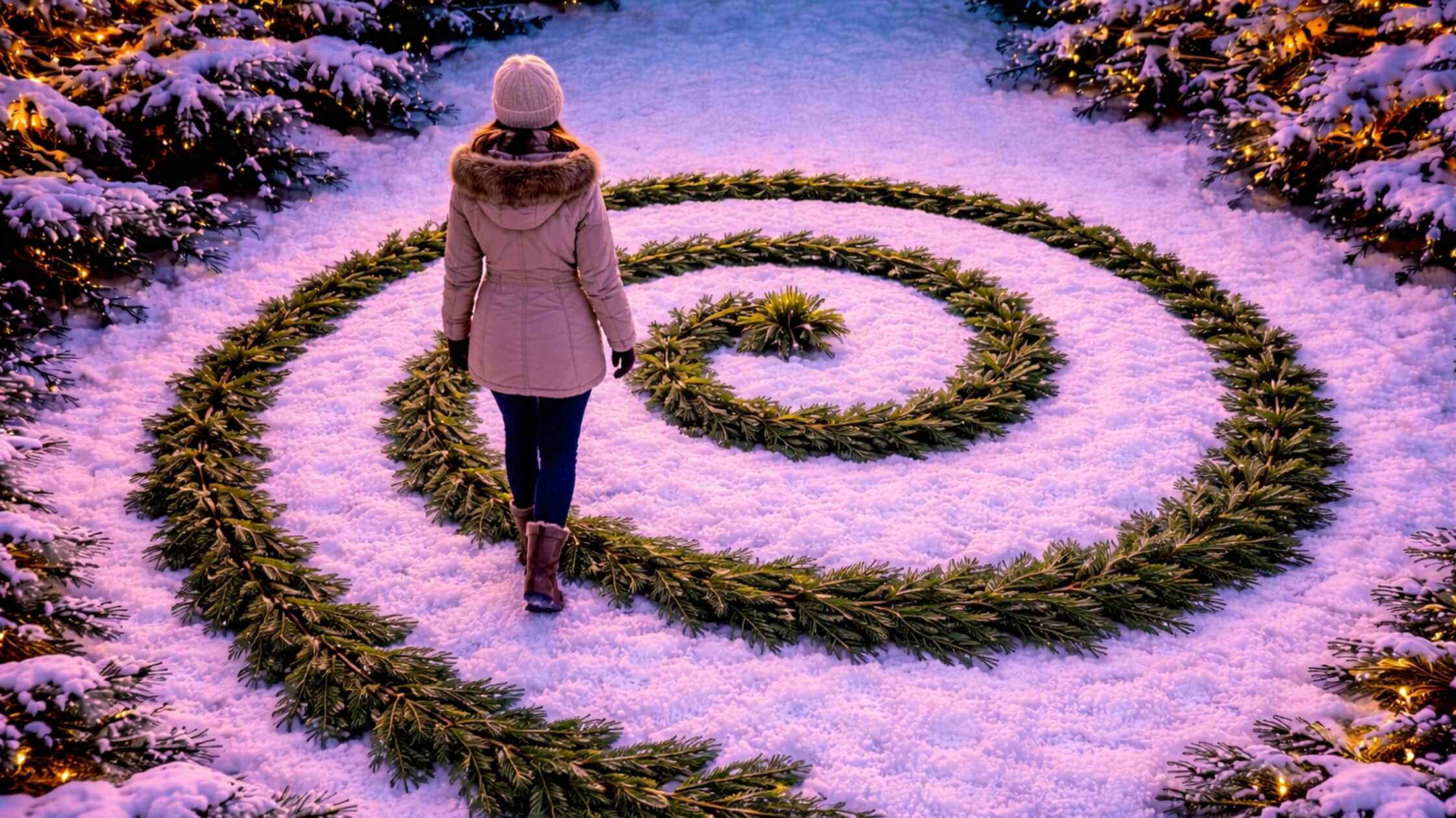 Tannenzweige Spirale mit Frau