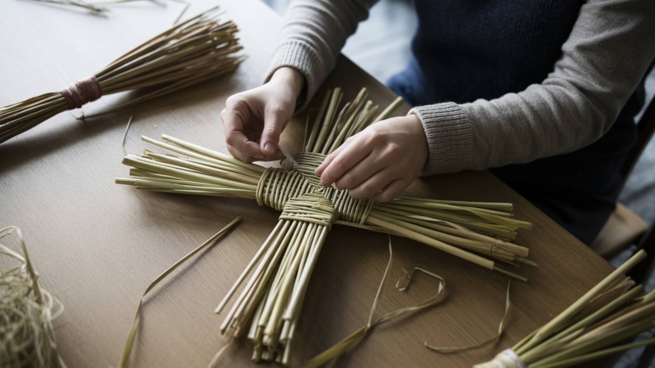 Hände flechten Brigid-Kreuz, Schritt-für-Schritt